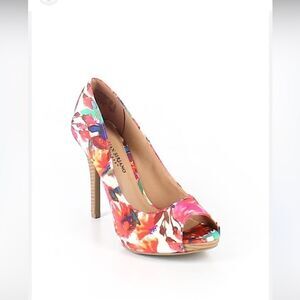 christian siriano floral peep toe heels size 8